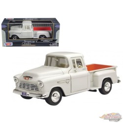 1955 Chevrolet 5100 Stepside Pickup White - Motormax 1/24 - 73236 WH  - Passion Diecast 
