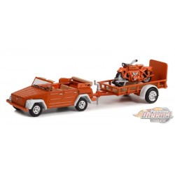 1973 Volkswagen Thing (Type 181) and Utility Trailer 1920 Indian Scout - Hitch & Tow Series 26 - Greenlight - 1-64 - 32260 C