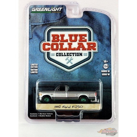 GreenMachine 1992 Ford F-250 en deux tons argent et gris  - Blue Collar Collection Series 10 - 1/64 Greenlight - 35220 DGR