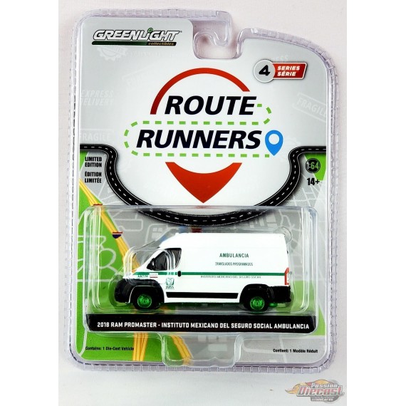 GreenMachine 2018 Ram ProMaster, Mexico Ambulancia - Route Runners Series 4 Greenlight 1/64 - 53040 CGR