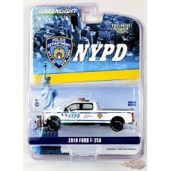 GreenMachine 2019 Ford F-350 Dually - (NYPD) Class 3 Hazmat avec chasse-neige - greenlight 1/64  Hobby Exclusive - 30216GR