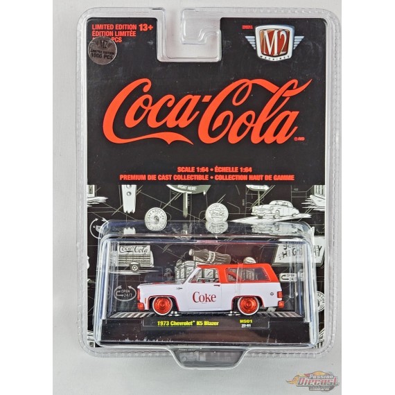 CHASE CAR Coca Cola 1973 Chevrolet K5 Blazer Blanc - M2 Machine - Hobby Exclusive - 1:64 - 51500-HS01GR