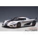 Koenigsegg Agera RS - Moon Silver / Carbon Black /orange Accents - Autoart 1/18 - 79024 - Passion Diecast