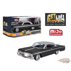 1964 Chevrolet Impala SS Hard Top Lowrider Black With Silver Top - Motormax - Get Low - 1-24 - 79021 BKS Passion Diecast