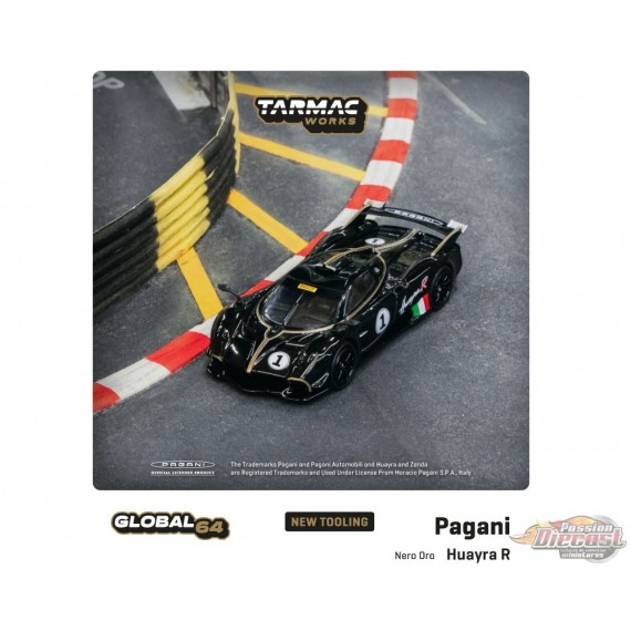 Pagani Huayra R Nero Oro Nouvel outillage - Tarmac Works - 1/64 - T64G-TL035-BK Passion Diecast