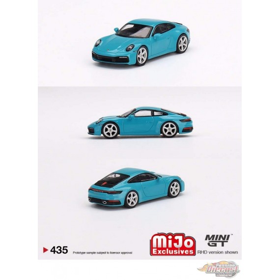 Porsche 911 (992) Carrera S Bleu Miami - Mini GT - 1:64  - MGT00435 Passion Diecast