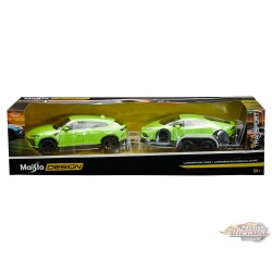 Lamborghini Urus and Huracan Coupe (Green) with Trailer – Elite Transport - Maisto 1/24 - 32753 GRN