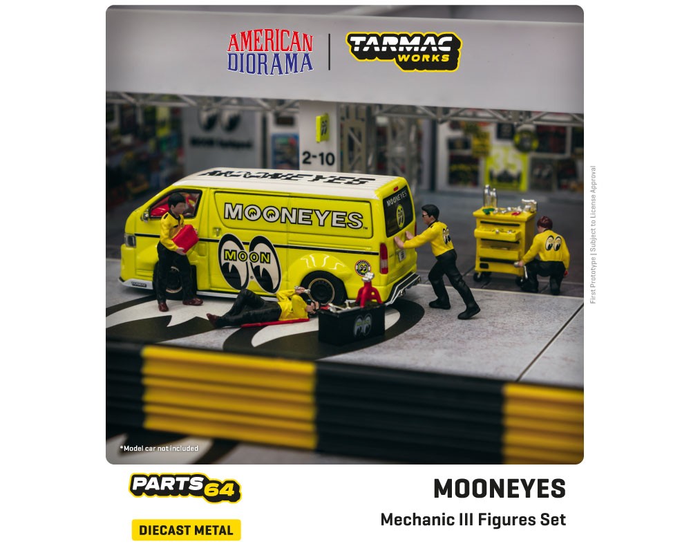 Figures Race Mooneyes Mechanic III Set - Tarmac Works & American Diorama -  1/64 - T64F-004-ME1