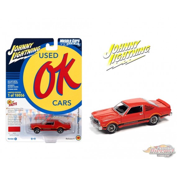 1976 Plymouth Road Runner in Splitfire Orange Black & Orange Side Stripes & RR Side Scrip  - Johnny Lightning 1/64 - JLSP197 A