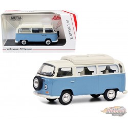 Volkswagen T2 Camper Bus bleu clair et blanc - Schuco - 1:64 - 452030400 Passion Diecast