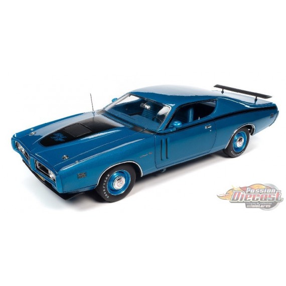 1971 Dodge Charger R/T bleu métallisé brillant GB5 - Auto World / American Muscle 1/18 - AMM1274 - Passion Diecast 