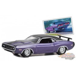 (USPS) 2022 Pony Car Stamp Collection Artist Tom Fritz - 1970 Dodge Challenger R/T - Hobby Exclusive - 1/64 Greenlight - 30374