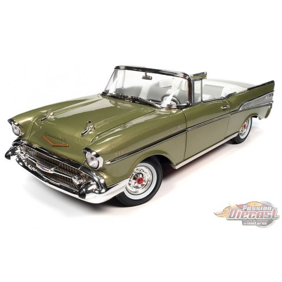 1957 Chevrolet Bel Air Convertible in Laurel Green Metallic - Auto World - 1/18 - AW306 - Passion Diecast 