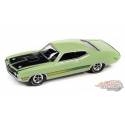 1971 Ford Torino Cobra in Grabber Lime with Laser Side Stripe and Black Hood - Johnny Lightning 1/64 - JLSP287 B