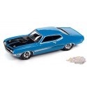 1971 Ford Torino Cobra en bleu Grabber avec bande latérale laser et capot noir - Johnny Lightning 1/64 - JLSP287 A