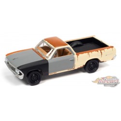 1966 Chevrolet El Camino in Lemonwood Yellow Gloss with Primer & Rust - Johnny Lightning 1/64 - JLSP212 B Passion Diecast