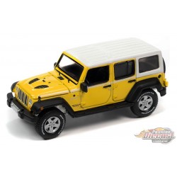 2017 Jeep Wrangler Chief Edition in Acid Yellow with White Roof and Side Stripe - Auto World - 1/64 - AWSP108 A