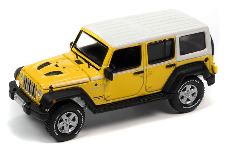 2017 Jeep Wrangler Chief Edition in Acid Yellow with White Roof and Side  Stripe - Auto World - 1/64 - AWSP108 A