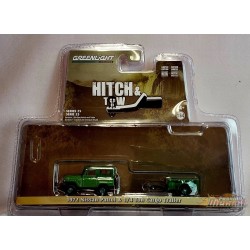 CHASE CAR 1972 Nissan Patrol and 1/4 Ton Cargo Trailer - Hitch & Tow 25 1/64 Greenlight - 32250 AGR
