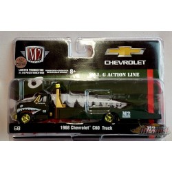 CHASE CAR Auto Hauler - 1968 Chevrolet C60 Flatbed Truck MAJ.G Action Line - M2 - 1/64 - 39100 HS01GR - Passion Diecast 