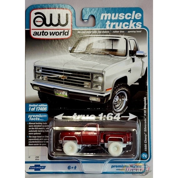 CHASE CAR 1986 Chevrolet Silverado Stepside 4×4  Blanc - Auto World 1/64 - AWSP095 BGR - Passion Diecast 