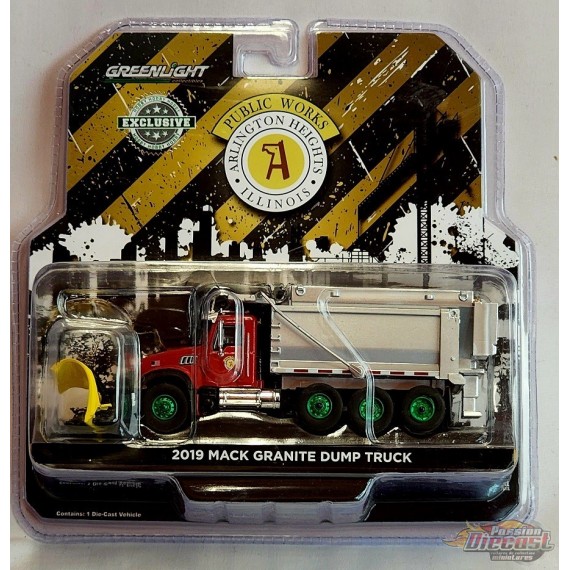 GreenMachine Travaux Illinois - Camion benne basculante Mack 2019 chasse-neige - Hobby Exclusive - 1/64 Greenlight - 30336GR