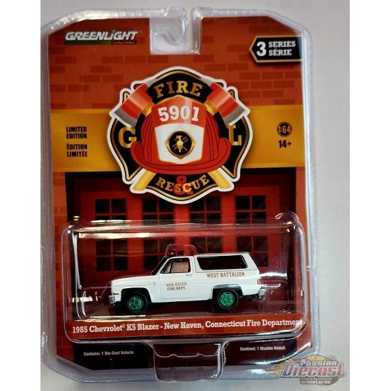 GreenMachine New Haven, Connecticut - 1989 Chevrolet K5 Blazer - Fire & Rescue Series 3 - 1/64 Greenlight - 67030 DGR