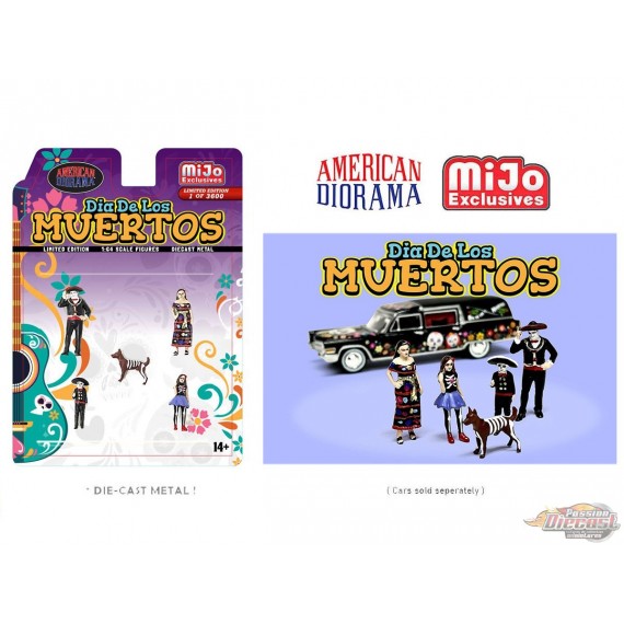 Ensemble de figurines de la famille Dia De Los Muertos - Ensemble 5 pièces en métal - American Diorama 1-64 - 76509MJ