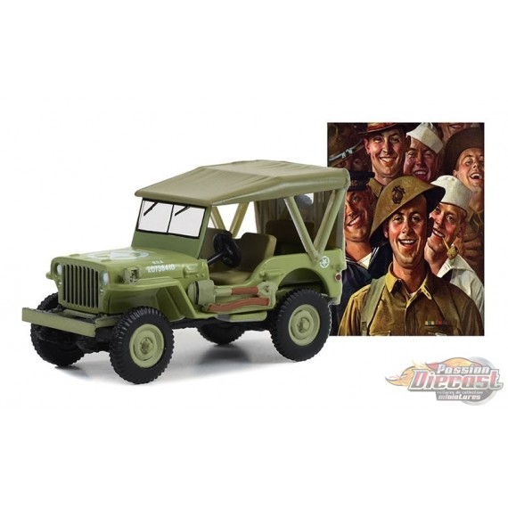 U.S. Army - 1945 Willys MB Jeep - Norman Rockwell Series 5 - 1/64 Greenlight - 54080 B Passion Diecast 