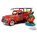 Rat Fink - Camion de Pompiers avec Figurine en Résine Rouge avec Flammes Graphiques - Auto World - 1/18 - AWSS143