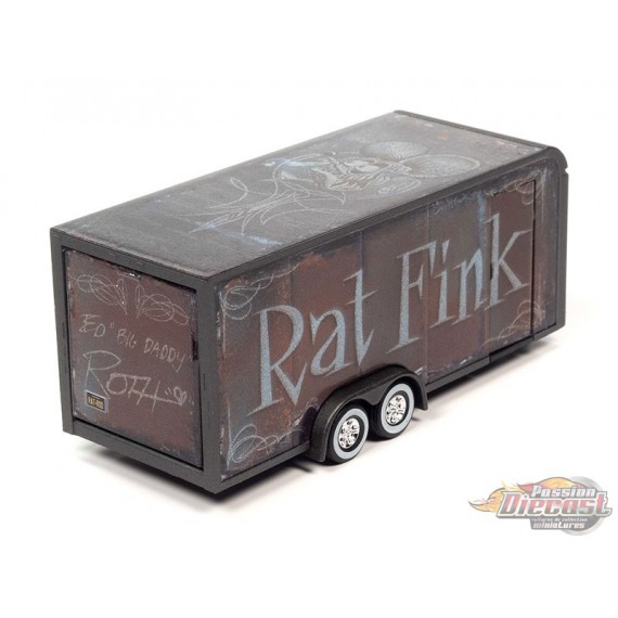 Rat Fink - Remorque fermée en Gun Metal Flatz avec Rat Rod Graphics - Auto World - 1/64 - AWSP119