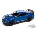 (Web Only)2021 Shelby GT500 - Carbon Edition Velocity Blue White Stripe  - Auto World - 1/64 - AWSP114 A