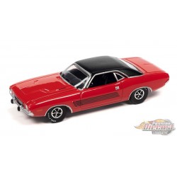 1974 Dodge Challenger Rallye in Rallye Red with Flat Black Vinyl Roof - Auto World - 1/64 - AWSP117 B Passion Diecast