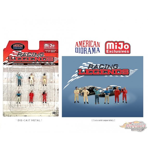 Ensemble de figurines Racing Legends - Ensemble 6 pièces en métal - American Diorama 1-64 - 76503MJ Passion Diecast