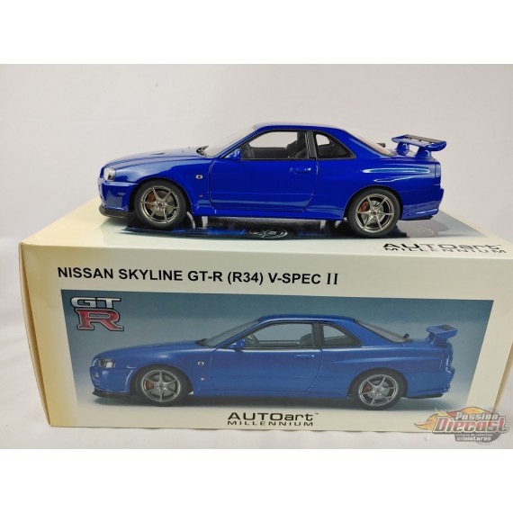 Nissan Skyline GT-R (R34) V-spec II Bayside Blue - Autoart   1/18 - 77335 Usagé Lire