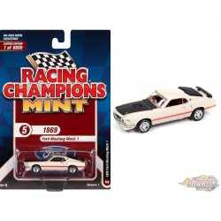 1969 Ford Mustang Mach 1 en blanc de Wimbledon - Racing Champions - 1/64 - RC013 E - Passion Diecast 