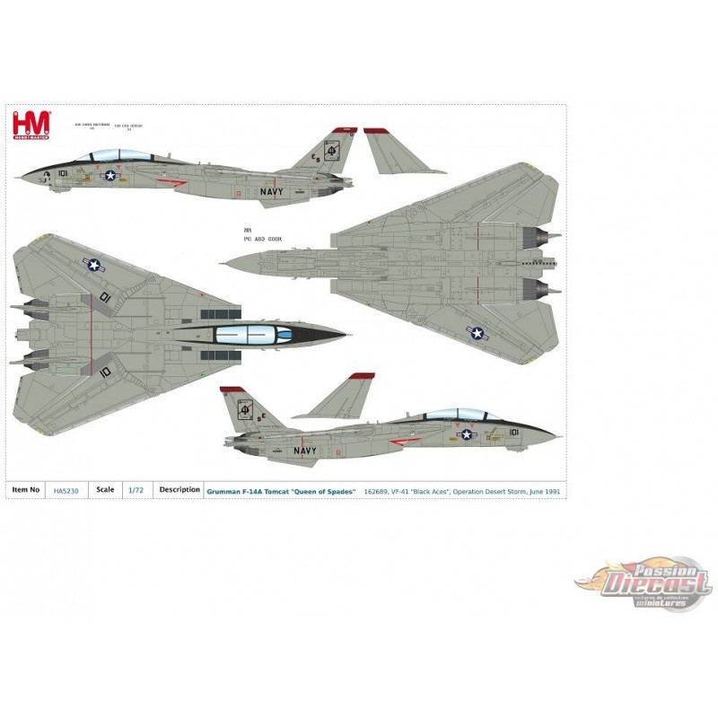 Grumman F 14a Tomcat Usn Vf 41 Black Aces Aj101 Op Desert Storm