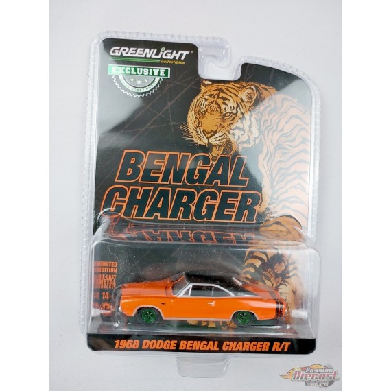 GreenMachine 1968 Dodge Bengal Charger Bengal Chargers through Tom Kneer Ohio - Hobby Exclusive - 1/64 Greenlight - 30375GR