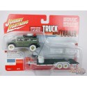 CHASE CAR 2004 Hummer H2 Moss Green with Open Trailer - Truck&Trailers - Johnny Lightning  1:64 -  JLSP200 A CGR