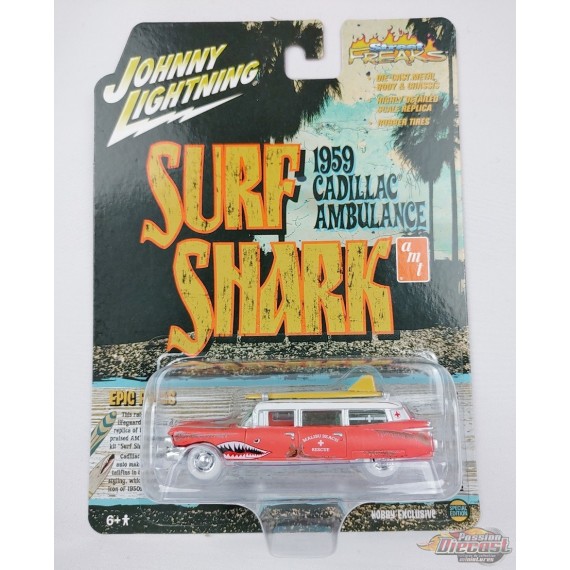 CHASE CAR Surf Shark -1959 Cadillac Eldorado Ambulance - Johnny Lightning 1/64 - JLSP256GR