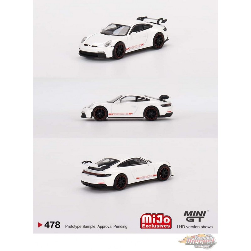 Miniature Porsche 992 GT3 blanche 1:18