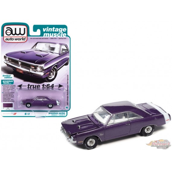 1971 Dodge Dart Swinger 340 Special Purple - Auto World - 1/64 - AWSP105 B -  Passion Diecast 