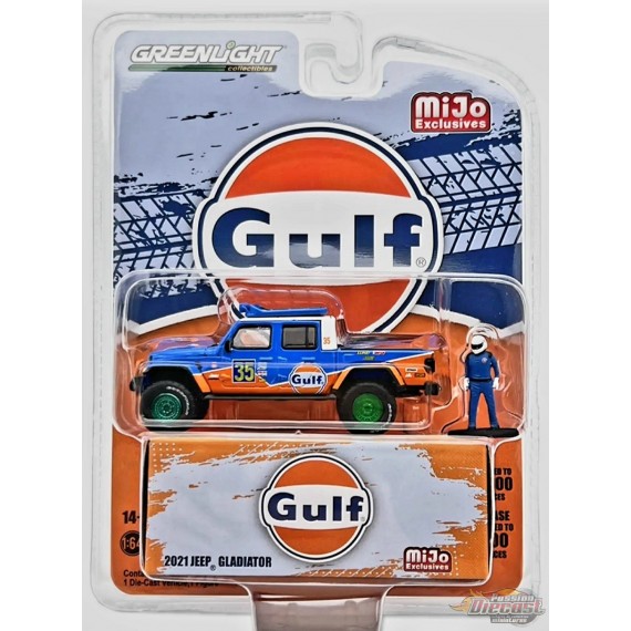 Green Machine Mijo Exclusives 2021 Jeep Gladiator GULF With Driver Limited 3,600 - 1/64 Greenlight - 51453GR Passion Diecast
