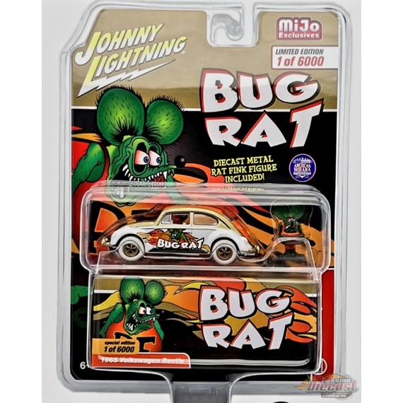 CHASE CAR Johnny Lightning & American Diorama 1965 Volkswagen Beetle RAT FINK - Johnny Lightning - 1/64 - JLCP7384GR