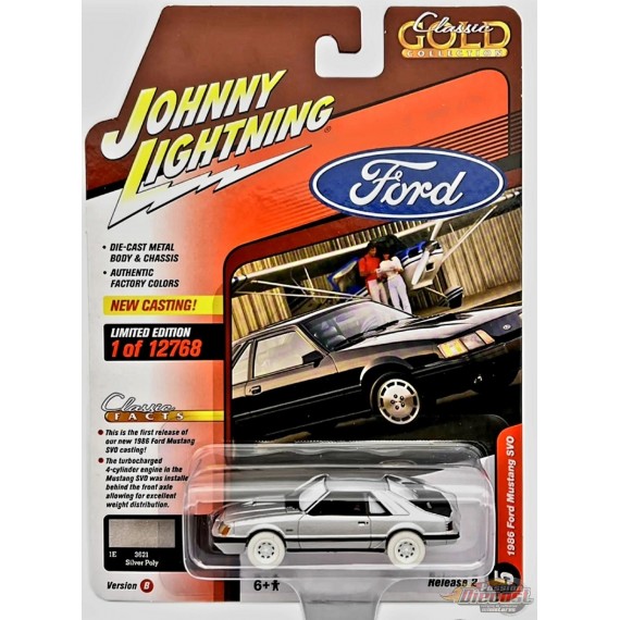 CHASE CAR 1986 Ford Mustang SVO en argent - Johnny Lightning 1/64 - JLSP247-BGR Passion Diecast