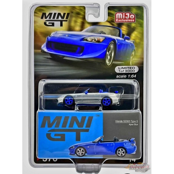 CHASE CAR Mini GT - 1:64 - Honda S2000 (AP2) Type S Apex Bleu - Mijo Exclusives USA - MGT00376GR