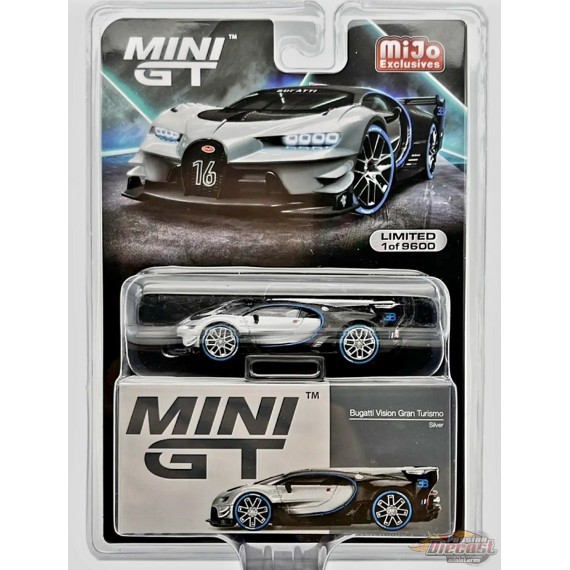 CHASE CAR Mini GT - 1:64 - Bugatti Vision Gran Turismo Argent - Mijo Exclusives USA - MGT00369GR Passion Diecast