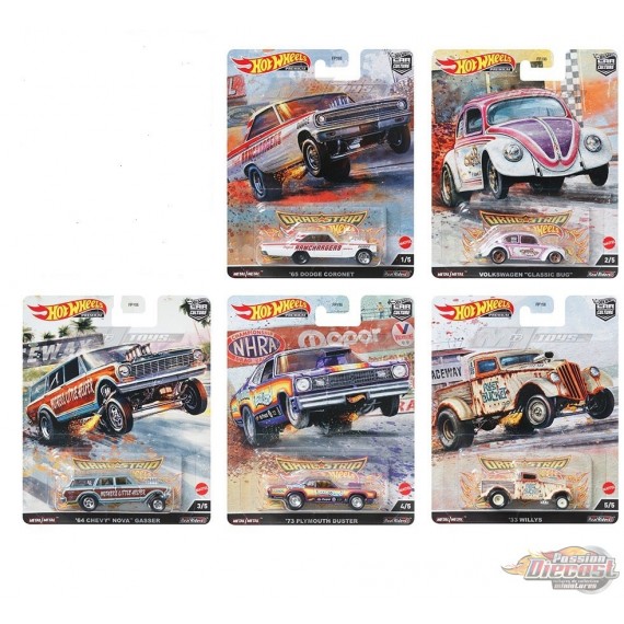 Hot Wheels - Car Culture - 1:64 - Drag Strip - Assortiment R Ensemble De 5 Voitures - FPY86-957R - Passion Diecast