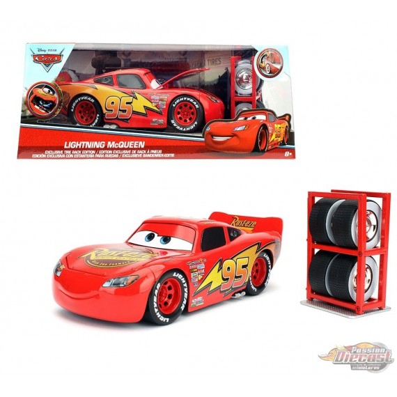 Lightning McQueen With Tire Rack - Disney Pixar Cars - Jada 1/24 - 97751 Passion Diecast