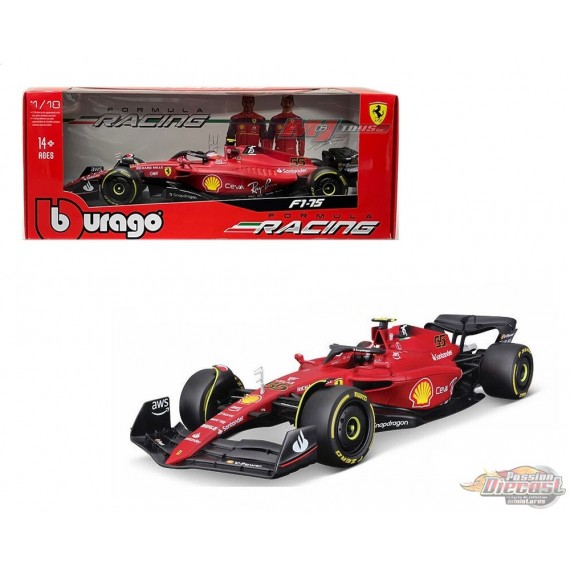 Ferrari Racing F1-75 2022 No.55 C. Sainz - Formula Racing - Bburago 1/18 - 18-16811 CS - Passion Diecast 